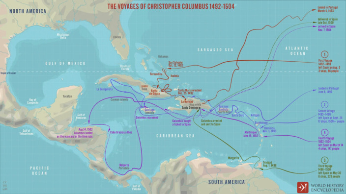 Columbus voyage map